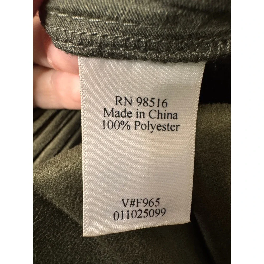 Coldwater Creek Olive Green Faux Suede Accordion Pleated Maxi Skirt Womens S 6-8